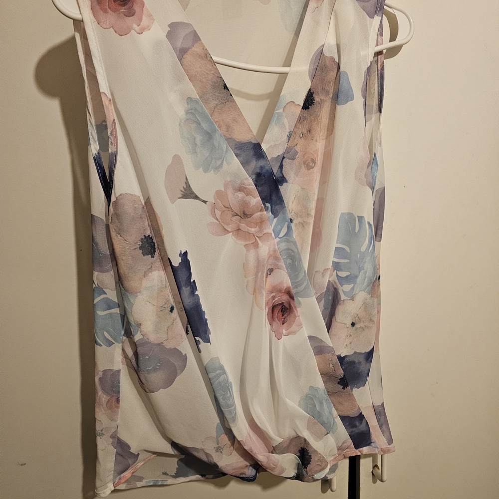 SHEIN Pastel Floral Wrap Blouse